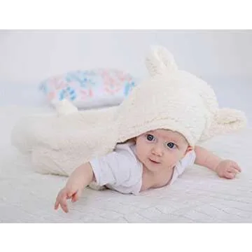 XMWEALTHY Cute Plush Hooded Baby Blanket for Newborns