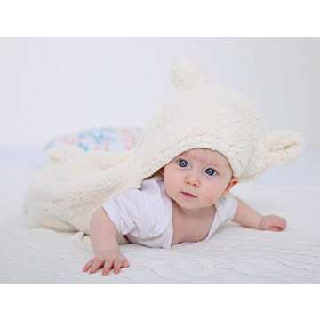 XMWEALTHY Cute Plush Hooded Baby Blanket for Newborns