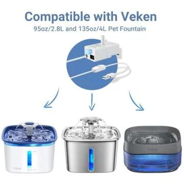 Veken Replacement Pump for 67oz, 95oz and 135oz Pet Fountain Cat Water Fountain Dog Water Fountain U...