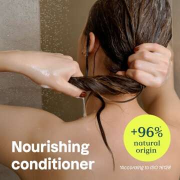 ATTITUDE Nourishing Hair Conditioner, For Dry and Damaged Hair, Naturally Derived Ingredients, Vegan Detangler, Dermatologically Tested, Grapeseed Oil and Olive Leaves, 8 Fl Oz