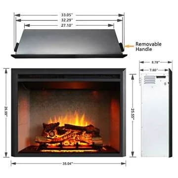 RICHFLAME Electric Fireplace with Remote Control & Realistic Flames
