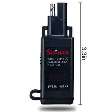 Suuwer 4.8A Motorcycle USB Charger with Safety Features