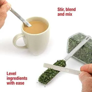 2lbDepot Measuring Spoons Set of 7 Includes Bonus Leveler, Premium, Rust Proof, Heavy Duty, Chrome Plated, Stainless Steel Metal, Narrow, Long Handle Design fits into Spice Jars