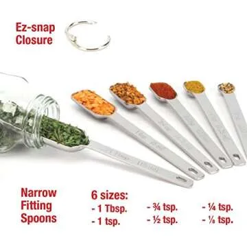 2lbDepot Measuring Spoons Set of 7 Includes Bonus Leveler, Premium, Rust Proof, Heavy Duty, Chrome Plated, Stainless Steel Metal, Narrow, Long Handle Design fits into Spice Jars