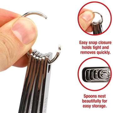 2lbDepot Measuring Spoons Set of 7 Includes Bonus Leveler, Premium, Rust Proof, Heavy Duty, Chrome Plated, Stainless Steel Metal, Narrow, Long Handle Design fits into Spice Jars