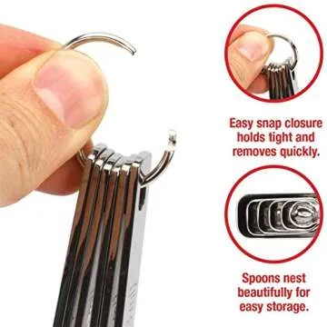 2lbDepot Measuring Spoons Set of 7 Includes Bonus Leveler, Premium, Rust Proof, Heavy Duty, Chrome Plated, Stainless Steel Metal, Narrow, Long Handle Design fits into Spice Jars