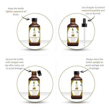 SVA Pumpkin Seed Oil Organic - 4 Fl Oz – 100% Natural Cold Pressed Organic Pumpkin Oil - for Face,...