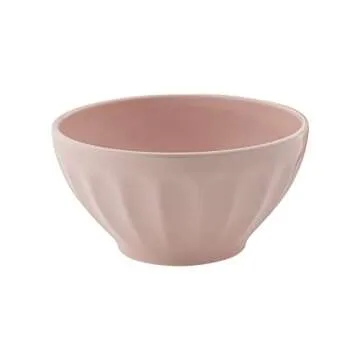 KooK Ceramic Cereal Bowl Set, Kids Breakfast Bowls, Fluted, Microwave and Dishwasher Safe, Kitchen Bowls, For Soup, Pasta, Salad, Dessert, 20 oz, Set of 6 (Dusty Pink)
