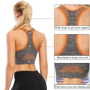 TOBWIZU Sports Bras for Women, Medium Support Yoga Gym Activewear Bras with Pocket Orange