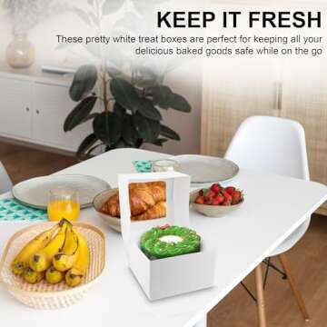 MT Products Elegant White Cake Boxes with Window - Pack of 15