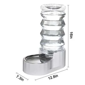 RIZZARI Upgraded 8L Automatic Gravity Dog Water Bowl Dispenser, 100% BPA-Free, Stainless Steel Cat W...