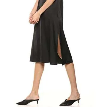 The Drop Women's Ana Silky V-Neck Midi Slip Dress Dress, -Black, XXL
