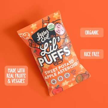 LesserEvil Organic Sweet Potato Apple Lil' Puffs, 2.5 OZ