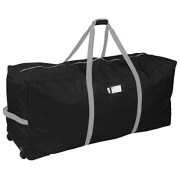 Primode Christmas Rolling Tree Storage Bag, Fits Up to 7.5 Ft. Tall Disassembled Holiday Trees, 22" H X 16" W X 50" L, Large Heavy Duty Storage Container with 2 Wheels and Handles (Black)