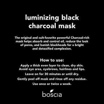 boscia Luminizing Charcoal Mask - Vegan, Cruelty-Free, Natural Skin Care - Peel-Off Face Mask with Activated Black Charcoal - Blackhead Remover & Pore Cleaner - For All Skin Types - 2.8 oz