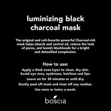 boscia Luminizing Charcoal Mask - Vegan, Cruelty-Free, Natural Skin Care - Peel-Off Face Mask with Activated Black Charcoal - Blackhead Remover & Pore Cleaner - For All Skin Types - 2.8 oz
