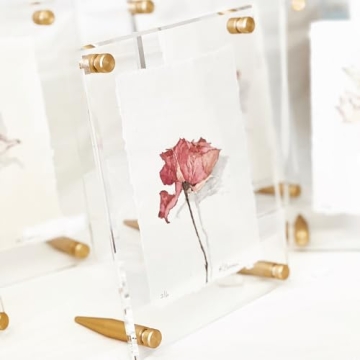 Wexel Art 4x6" Clear UV Grade Acrylic Tabletop Floating Picture Frame Display with Gold Hardware for Art and Photos