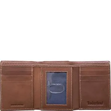 Timberland Men's Leather Trifold Wallet with ID Window