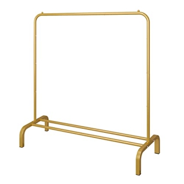 Stylish JIUYOTREE Metal Garment Rack with Bottom Shelf