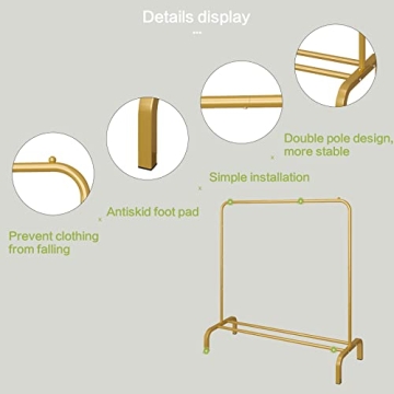 Stylish JIUYOTREE Metal Garment Rack with Bottom Shelf