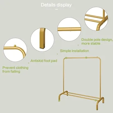Stylish JIUYOTREE Metal Garment Rack with Bottom Shelf