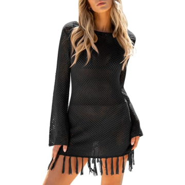 Stylish ANRABESS Women Crochet Summer Swim Cover Up Dress for Beach 2024