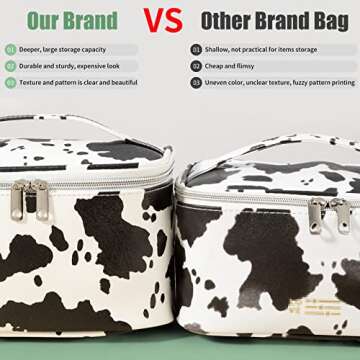 HooOriana Makeup Bag Set Cosmetic Bag 3 Pieces Small Makeup Bags for Women with Cow Animal Milk Mini Cute style Travel Pouch Bags