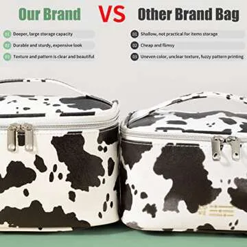 HooOriana Makeup Bag Set Cosmetic Bag 3 Pieces Small Makeup Bags for Women with Cow Animal Milk Mini Cute style Travel Pouch Bags