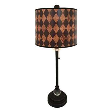Royal Designs, Inc. Oil Rubbed Bronze 28" Buffet Lamp with Crystal, Includes Vertical Black Diamond ...