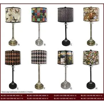 Royal Designs, Inc. Oil Rubbed Bronze 28" Buffet Lamp with Crystal, Includes Vertical Black Diamond on Papyrus Design Hard Back Lamp Shade, Pack of 2