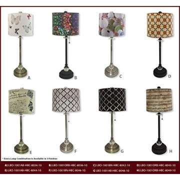 Royal Designs, Inc. Oil Rubbed Bronze 28" Buffet Lamp with Crystal, Includes Vertical Black Diamond on Papyrus Design Hard Back Lamp Shade, Pack of 2