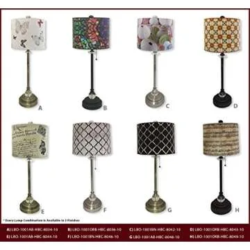 Royal Designs, Inc. Oil Rubbed Bronze 28" Buffet Lamp with Crystal, Includes Vertical Black Diamond on Papyrus Design Hard Back Lamp Shade, Pack of 2