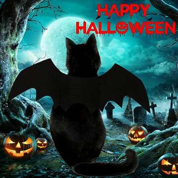Pet Cat Bat Wings Cat Bat Costume, Pet Bat Wings Dog Bat Wings Costume Halloween Cat Costume for Kitten Bat Wings, Halloween Cosplay Bat Costume Puppy Pet Apparel for Halloween Christmas Dress Up