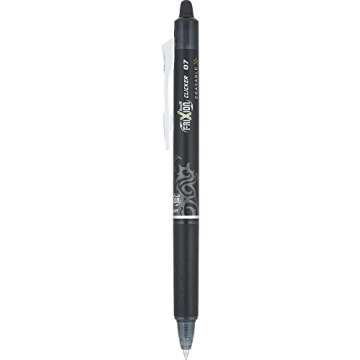 PILOT Frixion Erasable Pens - 6 Pack of Black Ink Pens + 4 Bonus Refills - Frixion Clicker Erasable Pens Retractable Gel Ink Pen - Fine Point 0.7 mm Used for Rocketbook & Notebook