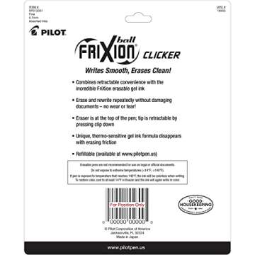 PILOT Frixion Erasable Pens - 6 Pack of Black Ink Pens + 4 Bonus Refills - Frixion Clicker Erasable Pens Retractable Gel Ink Pen - Fine Point 0.7 mm Used for Rocketbook & Notebook