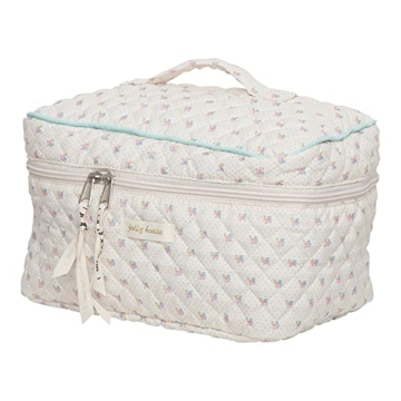 Juoxeepy Quilted Cotton Makeup Bag for Travel and Everyday Use