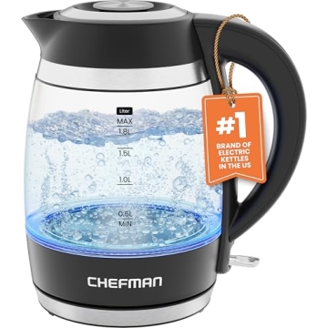 Chefman Glass Electric Kettle Fast Boiling Safe Stylish