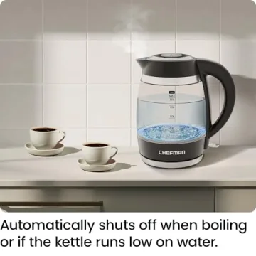 Chefman Glass Electric Kettle Fast Boiling Safe Stylish