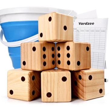 ropoda 3.5" Giant Wooden Yard Dice Set for Outdoor Fun, Barbeque, Party Events, Backyard Games, Lawn...