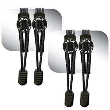Lock Laces Elastic No Tie Shoe Laces - Ultimate Comfort & Convenience (2-Pack, Black)