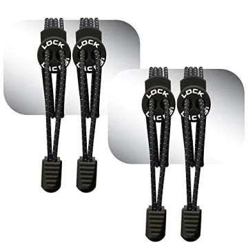 Lock Laces Elastic No Tie Shoe Laces - Ultimate Comfort & Convenience (2-Pack, Black)