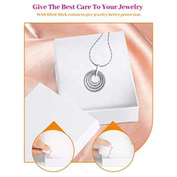 MESHA Cardboard Glossy Jewelry Gift Boxes, Cotton Filled Jewlery Box with Lids, White 3.5x3.5x1 Inch...