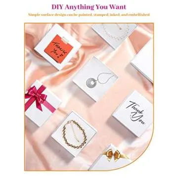 MESHA Cardboard Glossy Jewelry Gift Boxes, Cotton Filled Jewlery Box with Lids, White 3.5x3.5x1 Inch, Necklace Ring Bracelet Earring Display Box, Bulk Square Small Kraft Jewelry Gift Box, 96 Pieces