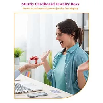 MESHA Cardboard Glossy Jewelry Gift Boxes, Cotton Filled Jewlery Box with Lids, White 3.5x3.5x1 Inch, Necklace Ring Bracelet Earring Display Box, Bulk Square Small Kraft Jewelry Gift Box, 96 Pieces