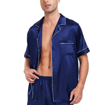 SWOMOG Men Satin Silk Pajamas - Luxurious Sleepwear Set