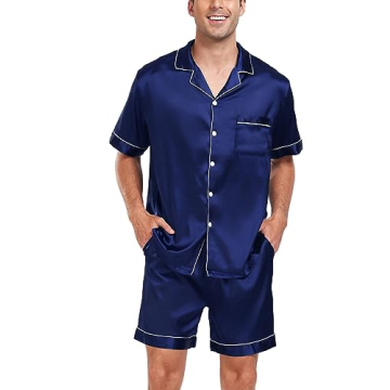 SWOMOG Men Satin Silk Pajamas - Luxurious Sleepwear Set