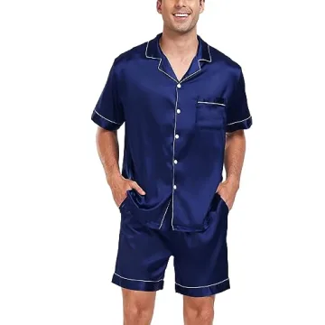 SWOMOG Men Satin Silk Pajamas - Luxurious Sleepwear Set
