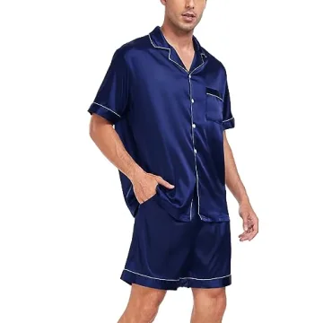SWOMOG Men Satin Silk Pajamas - Luxurious Sleepwear Set