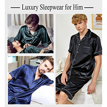 SWOMOG Men Satin Silk Pajamas - Luxurious Sleepwear Set
