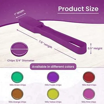 MR CHIPS Made in USA Bingo Magnetic Wand & ¾ Inch Purple 100 Upgraded Pieces Chips Plastic with Metal Rings - Support American Jobs